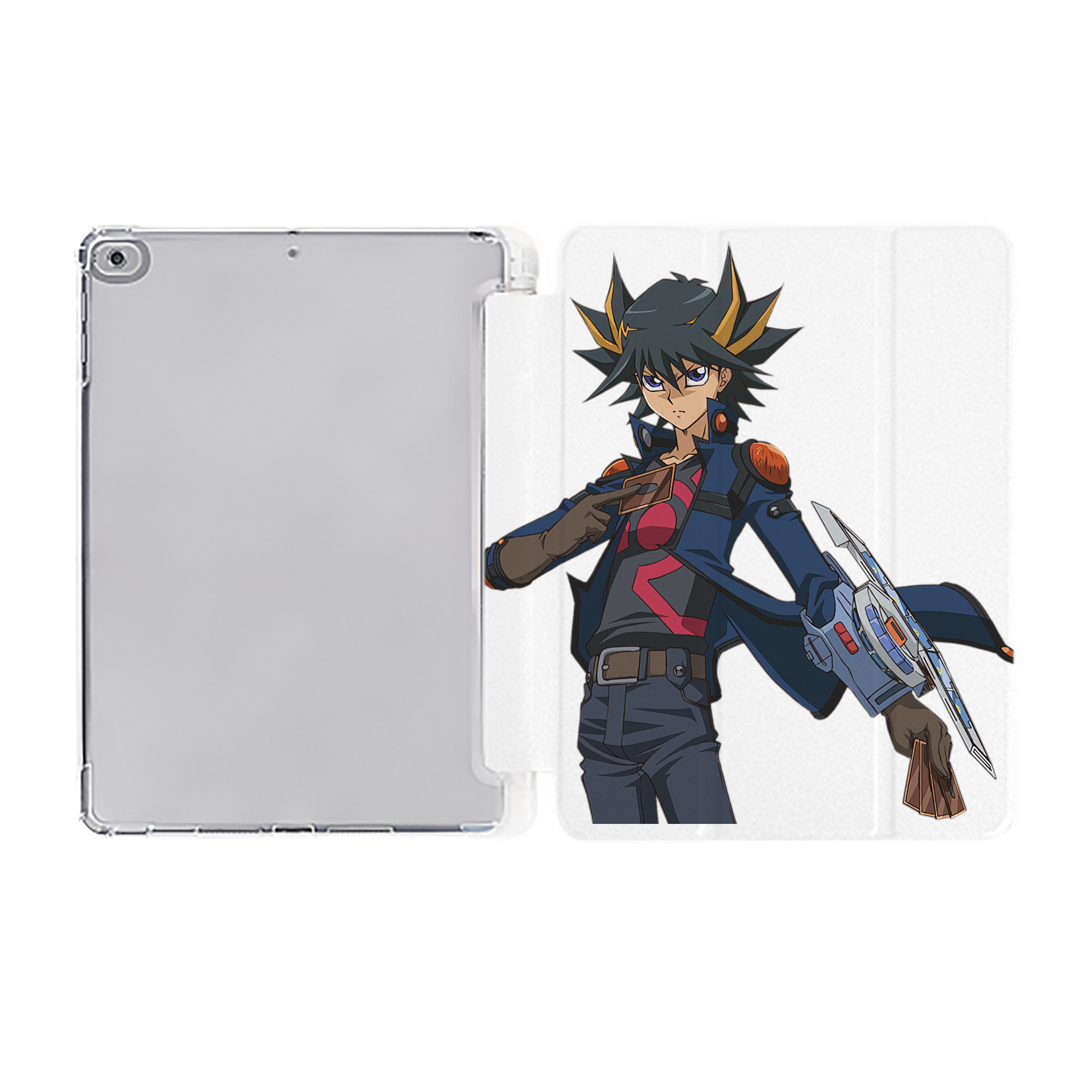 （画像用） 遊☆戯☆王 Yu-Gi-Oh! IPad ケース ペン収納付き 三つ折りスタンド PUレザー×シリコン 対応機種9.5/10.5/10.9インチ